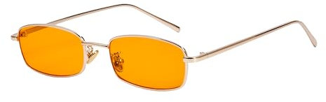 WDZAYXC Klassische Rechteckige Sonnenbrille Retro Schlanke Metallrahmen Gläser Vintage Rechteck Candy Farbe Sonnenbrille (Gold/Orange)