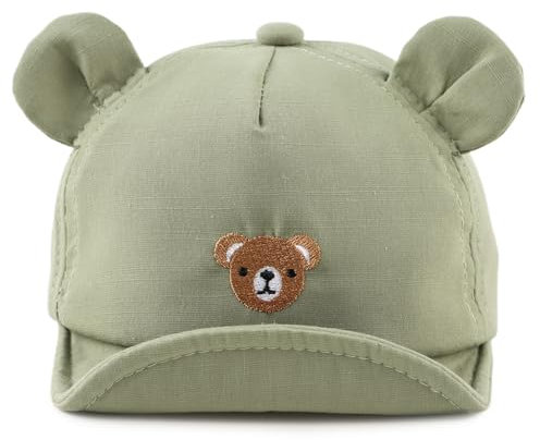 MniJiza Orso Cappellino per Neonati Bambino Ragazza Ragazzo Cappello da Sole Primavera Estate (3-18 Mois, Orso Olive)