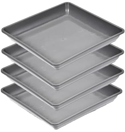 Square Plant Saucers, 4 Pcs Plastic Thicker Plant Pot Water Trays for Indoor Outdoor Garden Plants Flowers (Grey, 4pcs 30cm)