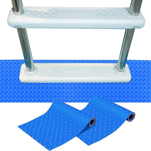 Poolleitermatte, große Schwimmbad-Stufenmatte mit rutschfester, schützender Leiterunterlage für oberirdische Poolfolien und Treppen (2 Stück)(23.6''x9'')