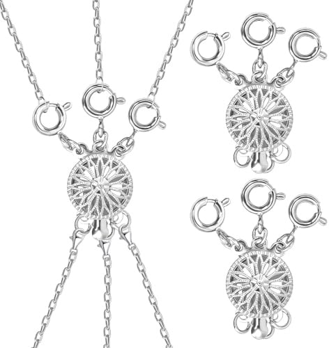 XETHI 2er-Pack Halsketten-Mehrfachverschluss, 3-reihig, Schicht-Halsketten-Trenner für Schmuck-Stacking, Silber