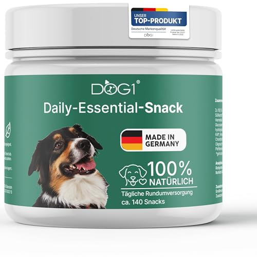 DOG1® Daily Essentials Snack für Hunde – Darm, Gelenke & Immunsystem, 280 g | Ganzheitliche Unterstützung mit Probiotika, Glucosamin, Biotin, Taurin & L-Tryptophan, von Tierärzten entwickelt