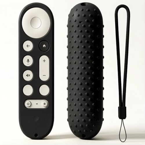 Silicone Cover Case for Google TV Streamer 4K Google TV (4K) Voice Remote 2024 Remote Cover Anti-Slipping Silicone Case - Black