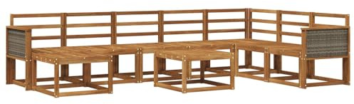 vidaXL Outdoor-Sofagarnitur 9 pcs Natur Massivholz Akazie, Garten Sofa Set, Moderne Loungewiese, Flexibles Outdoor-Sitzen, Akazienholz, Coole Möbel für die Terrasse