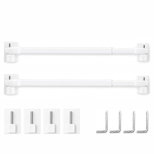 2 Pezzi Bacchette per Tende a Vetro Aste per Tende Estensibili Bacchette Tende Senza Forare per Finestre, Armadi, Cucine e Progetti Fai da Te, Bianco(40-70 cm)