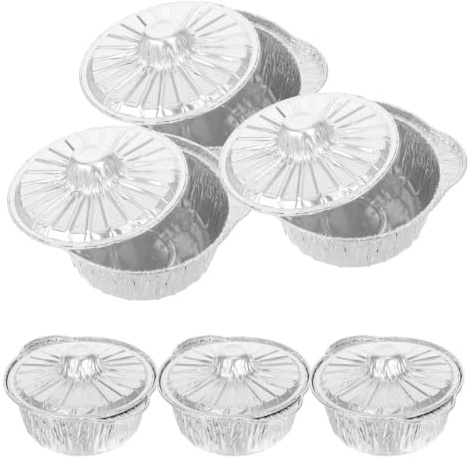 HOMOBABE Bols Jetables en Aluminium avec Couvercles Épais et Portable Lot de 6 1150ml pour Camping et Activités en Plein Air