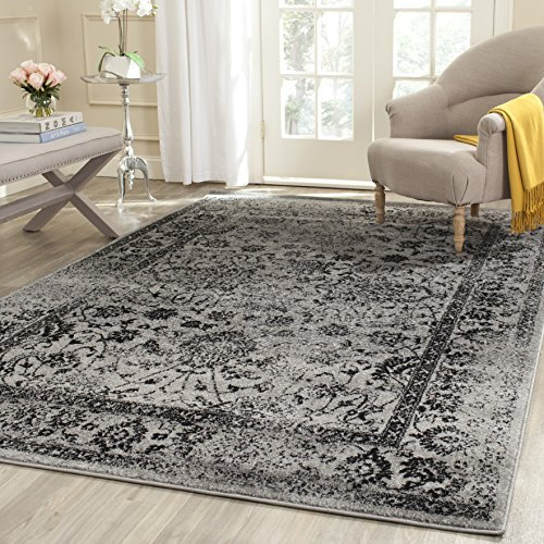 SAFAVIEH Distressed Teppich für Wohnzimmer, Esszimmer, Schlafzimmer - Adirondack Collection, Kurzer Flor, Grau und Schwarz, 183 X 274 cm