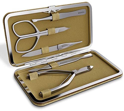 Suvorna 5Pcs Premium Manicure and Pedicure Set with Japanese Steel Nail/Cuticle Nipper, Scissors, Pusher, File & Tweezer | Nail Care Kit for Men/Women | Manicure & Pedicure Tools & Accessories