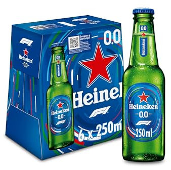 Heineken 00 Beer - Pack of 6 Bottles x 250 ml - Total: 1.5 L
