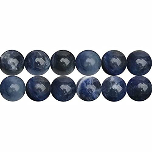 SKYBEADS Natürliche Sodalith Naturstein Runde 8mm Edelstein Perlen zum Auffädeln 38cm Strang Approx 46 Stück