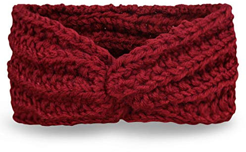 PiriModa Damen Strick Stirnband Ohrwärmer Winter Kopfband Haarband (Bordeaux)