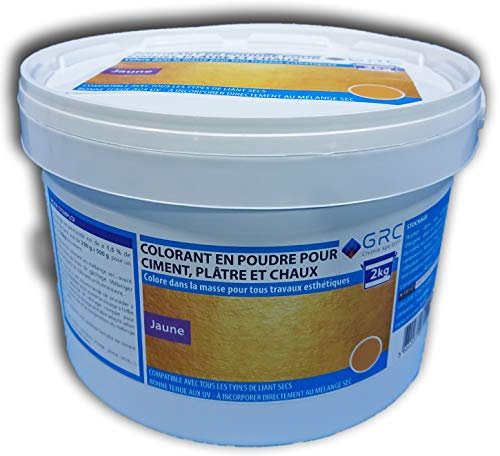 GRC - Colorant JAUNE en poudre pour ciment, plâtre et chaux 2kg