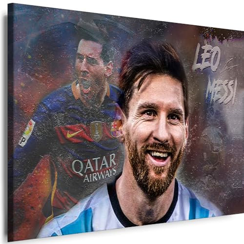 Myartstyle - Bilder Lionel Messi Fußball 60 x 40 cm Leinwandbilder Xxl - 1 Teilige Wandbilder Kunstdrucke w-a-2030-1