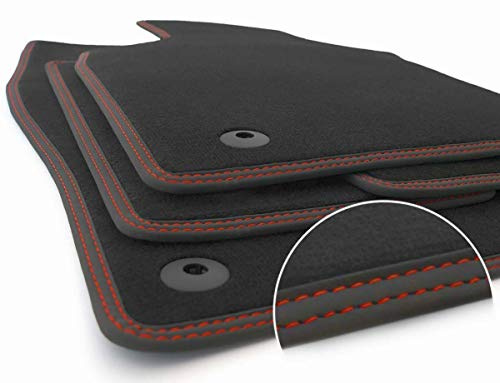 kh Teile Fußmatten Velours passend für Q5 SQ5 FY Deluxe Velours Tuning Autoteppich, schwarz, 4-teilig, Doppelnaht rot rot
