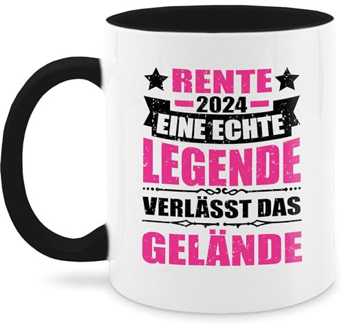 Tasse Tassen 325ml - Rentner - Rente 2025 eine echte Legende verlässt das Gelände - fuchsia/schwarz - 325 ml - Schwarz - geschenke für rentnerinnen geschenk ruhestand retirement renter fanmug