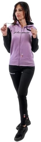 GIVOVA TUTA DONNA 103 CON CAPP. in FELPA VIOLA/NERO Tg. L