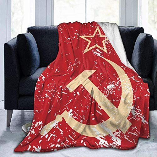 YuLiZP Decke Wohn Kuscheldecken Sowjetische Union Flagge Personalisiert Flanell Decke Bett Wirft Decken Für Sofas Weiche Flauschige Dicke Decke Reversible Mikrofaser Werfen 80X60 Inches