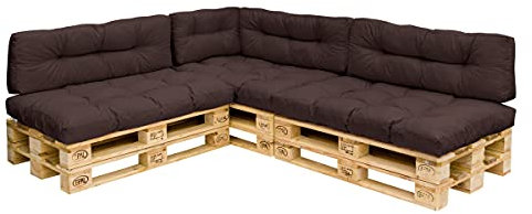 Royal Schneider Palettenkissen Set Palettensofa Palettenpolster Sitzkissen Rückenkissen 120x80cm, 7er Set, 500-27 Braun