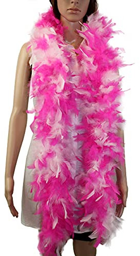 60 g, 2 Meter lange Chandelle-Federboa, ideal für Party, Hochzeit, Halloween-Kostüm, Weihnachtsbaum, Dekoration, Candy Pink Mix White, 60 gram, 2 yard-long