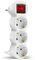 EXTRASTAR 3 en 1 Adaptador Plano con Interruptor y Tres Enchufes Schuko, hasta Carge 3680W, 16A, 250V, Blanco, 1 pc