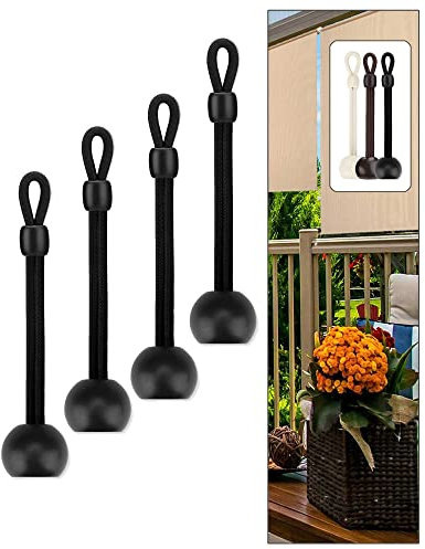 IVYSUN Sonnenschutz-Spanngurte, Ersatzteile, Bungee-Spanngurte, Wetterbeständigkeit, gleiche Größe wie das Original, kompatibel mit Coolaroo Außenrollos, Outdoor-Jalousien (schwarz, 4 Stück)