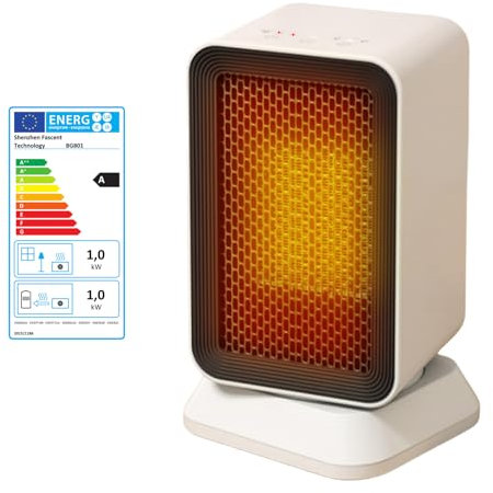 PANAMALAR Tragbare Heizlüfter, Elektroheizkörper 3 Heizmodi/Rotationsfunktion/PTC-Keramik/Timer/Überhitzungschutz, Elektrische Heizung für Büro, Camping, Bad, Wohn-, Schlafzimmer [Energieklasse A]