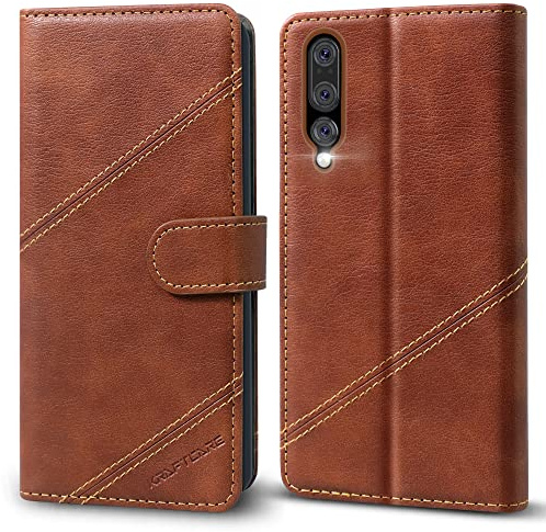 KRAFTCARE Handyhülle für Huawei P20 Pro Hülle | Klapphülle mit Premium PU Leder, 3 Kartenfächer + Geldscheinfach, Ständer, Stoßfeste, RFID Blockierung, Braun