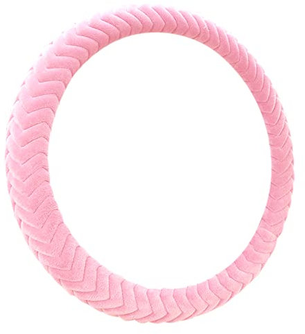 Universal Auto Lenkradhülle, MoreChioce 38cm Anti Rutsch Lenkradabdeckung Plüsch Winter Lenkradbezug Warm Lenkradschoner Auto Innenraum Styling Zubehör,Rosa