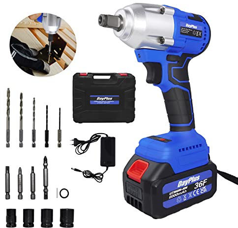 EFAN Akku Schlagschrauber 1/2 Zoll, 21V Drehschlagschrauber mit Batterie Hochdrehmoment 420Nm 3200 U/Min Schlagschrauber mit Steckdosen und Bits, Elektrisches Bürstenloses Schraubenschlüssel Werkzeug