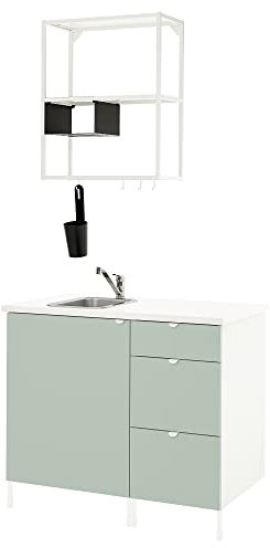 IKEA ENHET Küche, 103x63,5x222 cm, weiß/hellgrau-grün