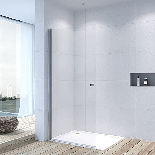Walk-in Duschtür 95 x 195 cm Duschwand Glas Drehtür Duschabtrennung drehbar Glaswand Duschtrennwand Ebenerdige Dusche Klarglas Echtglas 6 mm Nanobeschichtung | OHNE Magnetprofil-Set