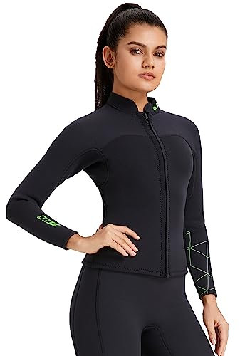 ZCCO Neoprenanzug für Damen, 3mm mit Reißverschluss vorne, Lange Ärmel, Tauchanzug zum Schwimmen, Schnorcheln, Tauchen, Surfen(3FT-WM-S)