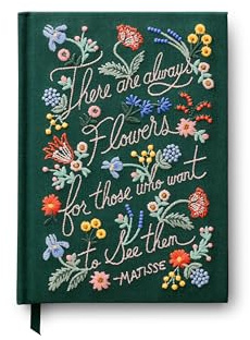 RIFLE PAPER CO. Matisse Besticktes Tagebuch – 400 linierte Seiten, Stoffeinband mit Blumenstickerei, flache Bindung, 20,3 cm L x 14,6 cm B, inklusive Ripsband-Lesezeichen