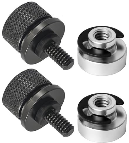 T TAKONE Harley Davidson Zubehör - 2 Sätze Motorrad Sitzschrauben aus Aluminium, mit C-Clips & Rändelschraube für eine sichere Motorrad Sitzbank Befestigung (Schwarz)