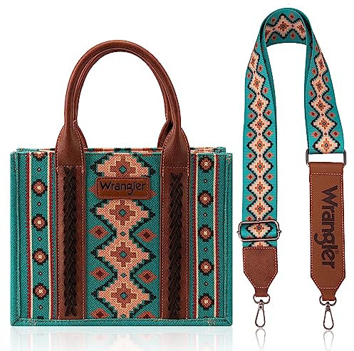 Wrangler Tragetasche, Western-Geldbörsen für Damen, Schultertasche, Boho, Azteken-Handtaschen, Angel Diamond Türkis-Gitarrengurt M, Medium