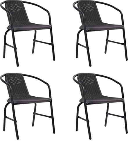 GuyAna Gartenstühle 4 STK. EsszimmerstüHle Garten StüHle BalkonstüHle Stuhl Garten Esstisch StüHle Rattan-Optik Kunststoff und Stahl 110 kg