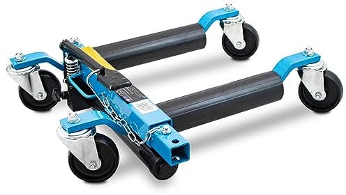 BITUXX PKW Rangierhilfe Rangierheber hydraulisch Wagenheber Auto Rangierroller Rangierheber belastbar bis 680 kg pro Rangierroller (Blau)
