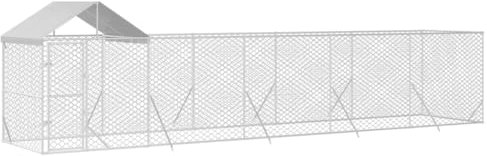 vidaXL Outdoor-Hundezwinger mit Dach Silbern 10x2x2,5 m Stahl Verzinkt