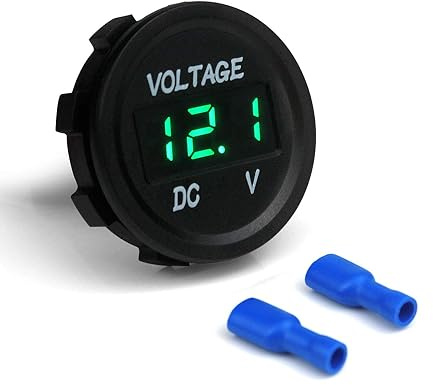 Switian Digitales LED Voltmeter DC 12V-24V IP67 Wasserdicht [5-48V Messbereich] für Auto, Motorrad, LKW, Wohnmobil, Boot - Einfache Installation, Verpolungsschutz (Grün)