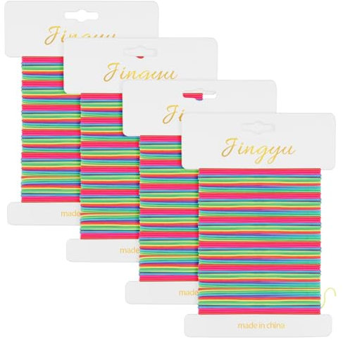 AUAUY 4 Pack Rainbow Elastic String for Bracelets, 1mm 40m Beading Cords Threads, Bracelet Strings, Durable Bead String Cord for Clay Beads Kandi Beads DIY Bracelet Necklaces Jewelry Making-Corloful