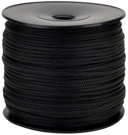 Geflochtenes Polypro-Seil, schwarz, Ø 1,5 mm, Spule 100 m – Außenseil, Bastelseil, DIY, Schwarz