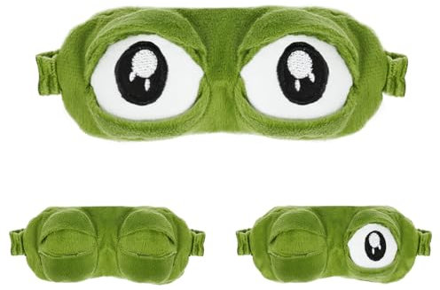 ACWOO Augenmaske, 3D Süße Tiere Schlafmaske Augenbinde, Flusen Karikatur Frosch Schlafen Lustige Neuheit Augenabdeckung, schlafmaske kinder, Schlafmaske lustige geschenke, sleeping mask, Grün