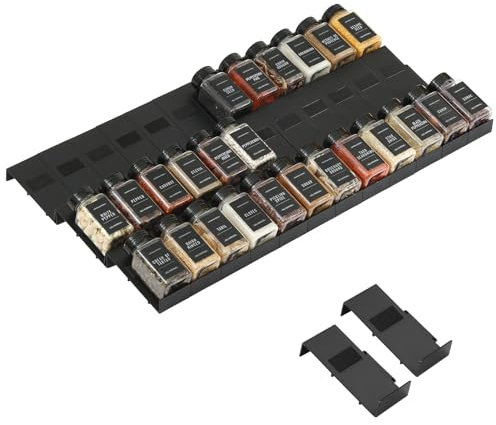 Famhap Spice Drawer Organizer, 36PCS Interlocking Expandable Seasoning Rack Tray Insert for Kitchen Drawers, Spice Rack Drawer for Spice Jars