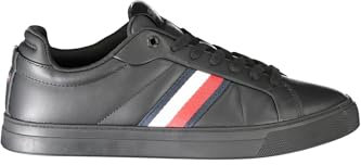 Tommy Hilfiger Herren Court Sneaker Icon Stripes Low Top, Schwarz (Black), 42