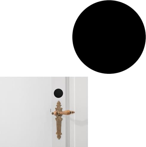 YAZANY Key Hole Cover Plate, 2Pcs Repair Escutcheon Door Lock Cover Door Plate, Blank Self Adhesive Fix Satin Stainless Steel with Black PU Waterproofing 50mm Diameter