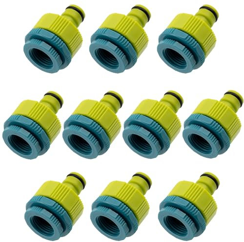 AERZETIX - C74787 - Juego de 10 Adaptadores de Grifo 1''-1/2''-3/4'' Lado Hembra y Lado Macho 1/2'' - Racor rápido para Manguera de riego - Nariz del Grifo - plástico