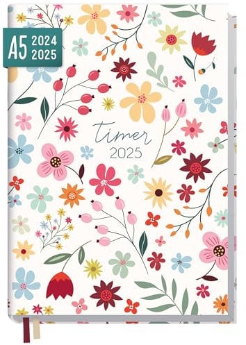 Häfft® Chäff-Timer Classic Kalender 2024/2025 A5 Wild Flower Buchkalender, Terminplaner, Terminkalender, Wochenplaner für 18 Monate: Juli 2024 bis Dez. 2025 - nachhaltig & klimafreundlich