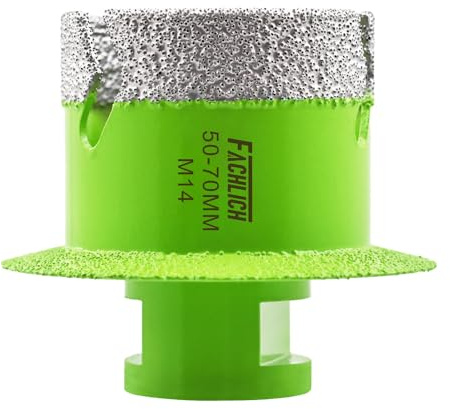 FACHLICH Sierra perforadora para azulejos, 50 mm, broca de núcleo de diamante de porcelana, rosca M14, abridor de agujeros de desagüe para mármol, cerámica, azulejos, granito