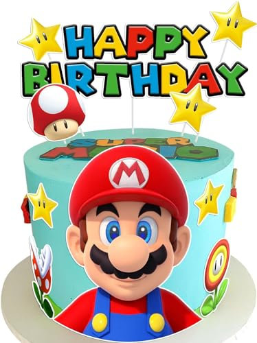 Cartoon Cake Topper, 10 Stück Cartoon Geburtstag Tortendeko, Bunte Muffin Topper, Happy Birthday Kuchendeko, Cartoon Thema Geburtstag Party Dekoration für Kindergeburtstag, Baby Shower (Rot)