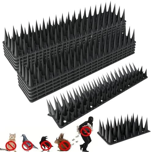 Apluskis Upgraded Pigeon Spikes,Garden Tall Bird Spikes Fence Wall Spikes Coverage between 3m to 6m,Bird Squirrel Pigeon Cat Fox Deterrent Spikes,10 Pack Anti Bird Spikes(Black)